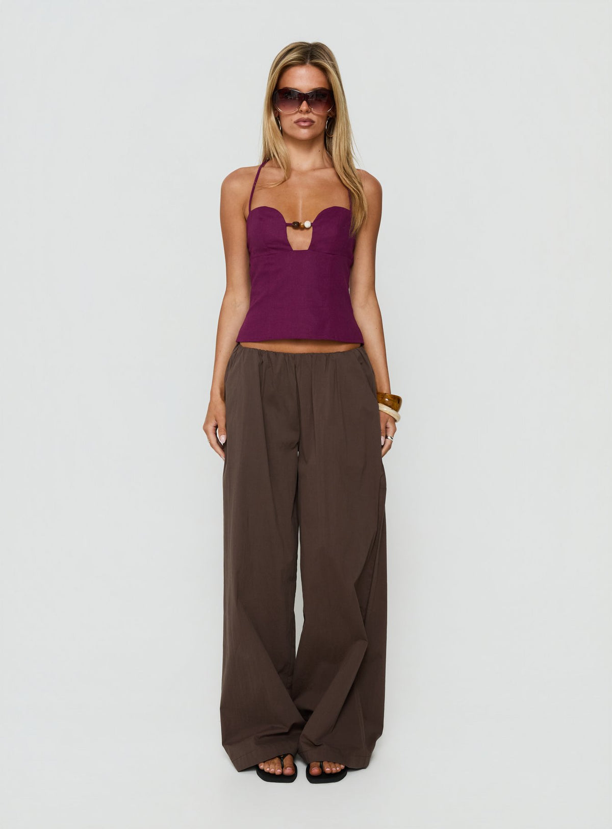 Karessa Beaded Top Plum