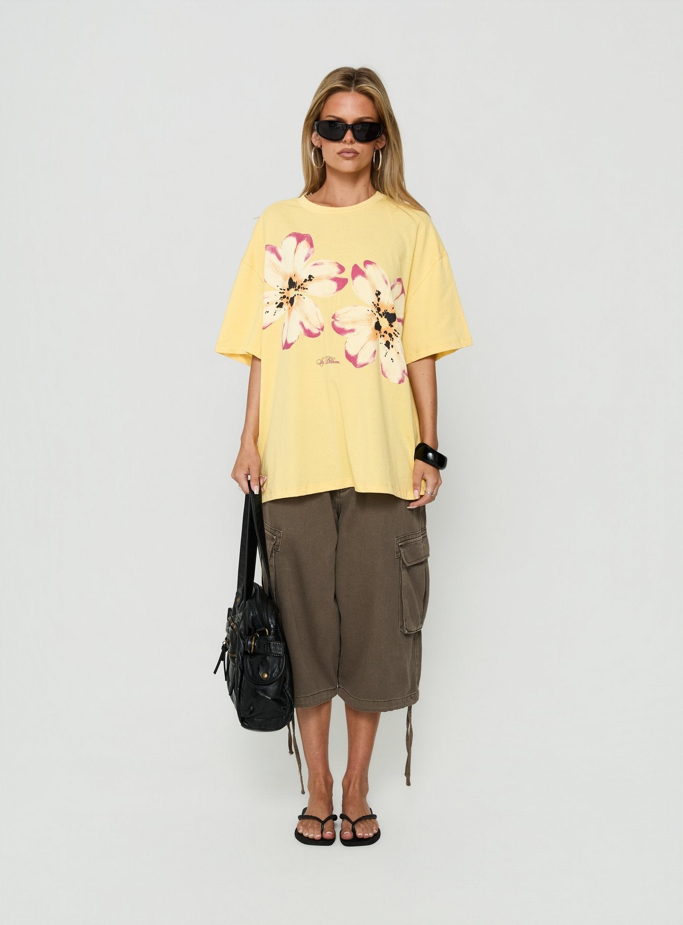 Botanic Lover Oversized Graphic Tee Washed Yellow