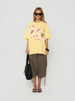 Botanic Lover Oversized Graphic Tee Washed Yellow