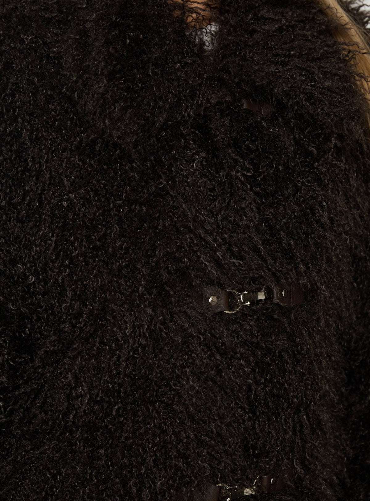 Nikolie Faux Fur Frog Closure Jacket Chocolate