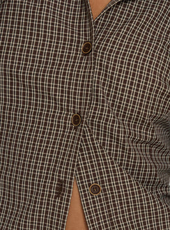 Amorah Cinched Longline Shirt Brown Check