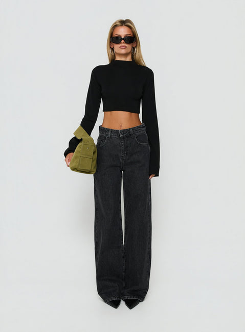 Konstanze High Rise Baggy Jeans Washed Black