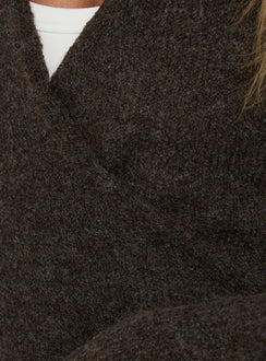 Tonee Wrap Knit Cardigan Chocolate