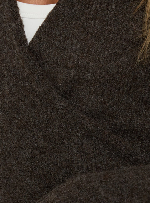 Tonee Wrap Knit Cardigan Chocolate