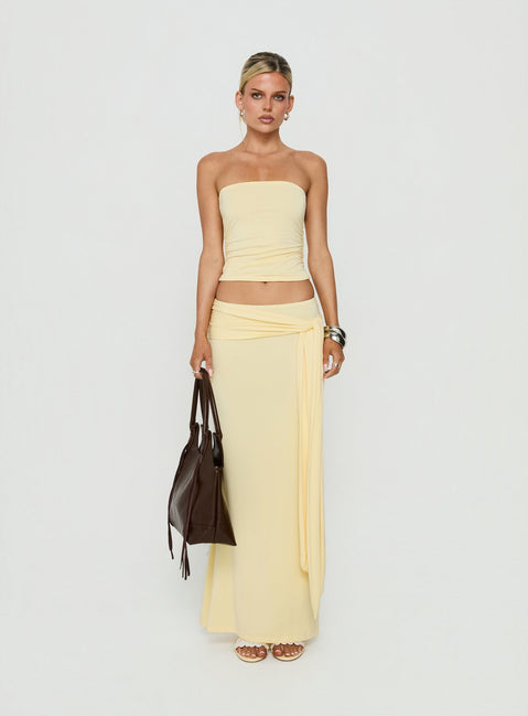 Aymee Strapless Ruched Top Yellow
