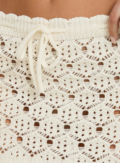 Harrietah Crochet Tie Waist Mini Skirt White