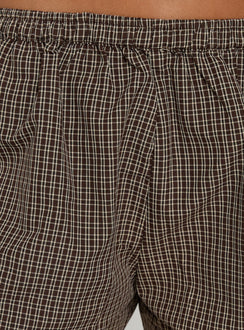 Amorah Bubble Mini Shorts Brown Check