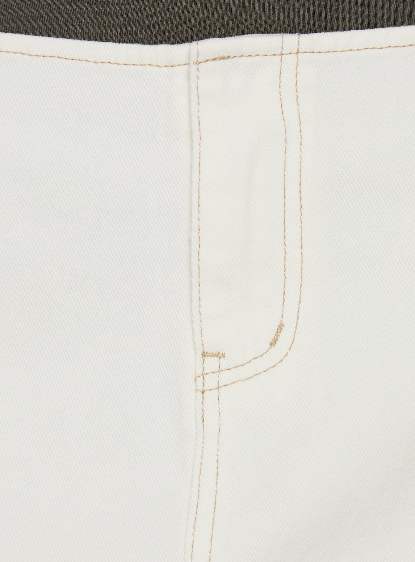 Clementina No Waist Low Rise Denim Mini Skirt White
