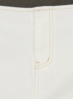 Clementina No Waist Low Rise Denim Mini Skirt White