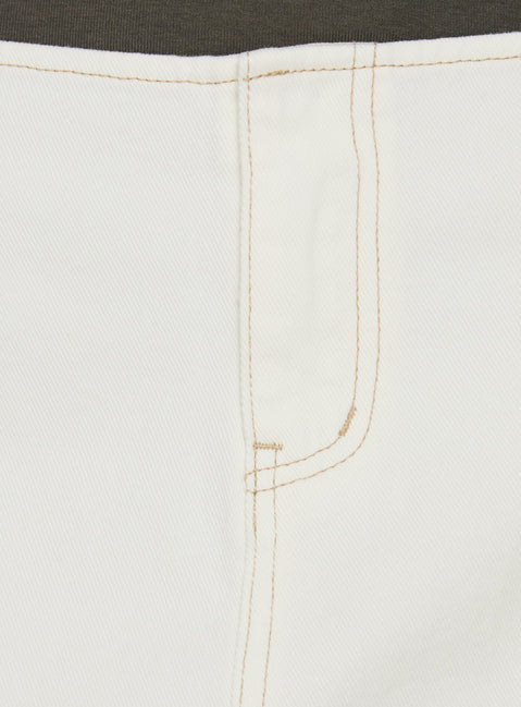 Clementina No Waist Low Rise Denim Mini Skirt White