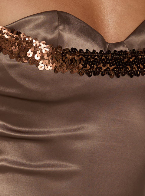 Myrah Layered Sequin Top Chocolate