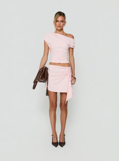 Vesperra Off Shoulder Ruched Top Pink