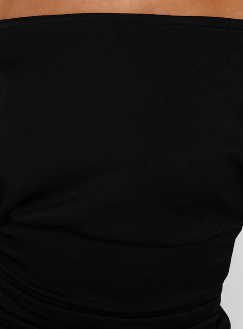 Anastasie Off Shoulder Long Sleeve Top Black