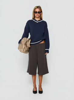 Myrandah V Neck Long SLeeve Knit Jumper Navy