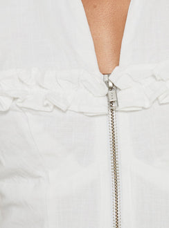 Pammi Frill Halter Zip Through Top White