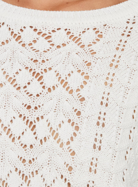 Rheara Knit Short Sleeve Top White
