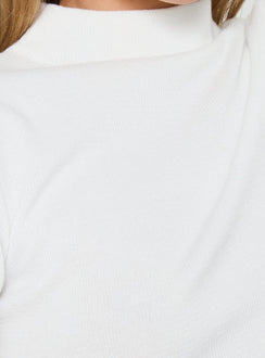 Georgily Funnel Neck Long Sleeve Crop Top White