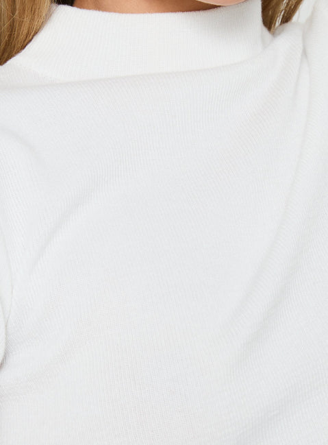 Georgily Funnel Neck Long Sleeve Crop Top White