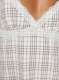 Lunya Mini Dress Brown Check