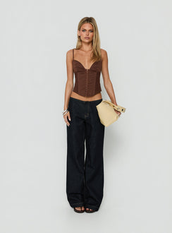Francee Lace Corset Top Chocolate