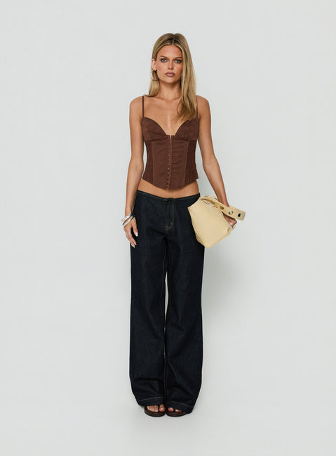 Francee Lace Corset Top Chocolate