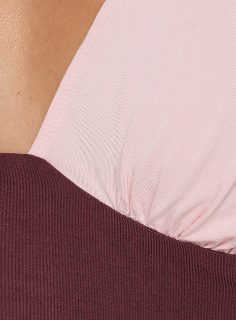 Amalisa Batwing Spliced Top Pink / Burgundy