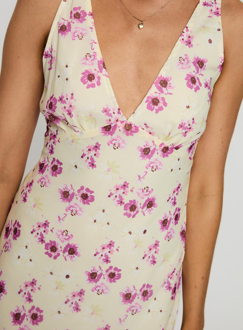 Nellie Midi Dress Floral | Yellow | Womens | Princess Polly Nellie Midi Dress Floral | Yellow | Womens | Princess Polly