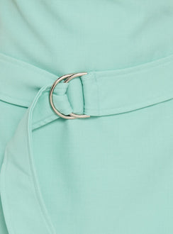 Luena Cowl Neck Belted Mini Dress Mint