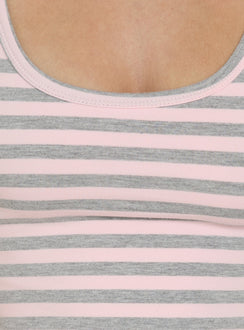 Keep It Light Low Back Tank Top Pink / Grey Stripe
