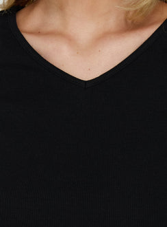 Bridgeta V Neck 3/4 Sleeve Top Black