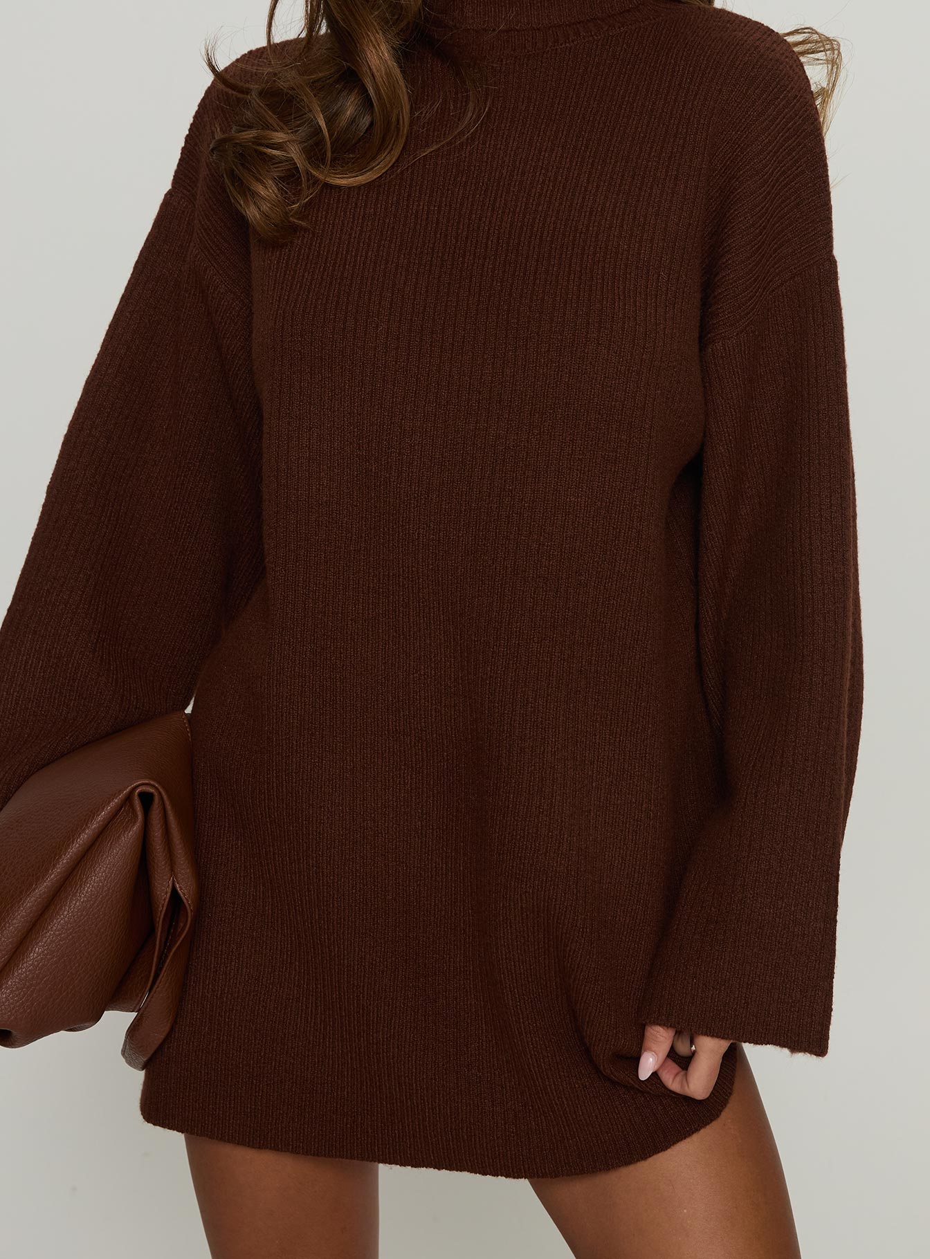 Sonelle Long Sleeve Knit Mini Dress Chocolate