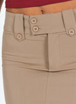Mini skirt Belt looped waist Zip and button fastening  Faux back pockets