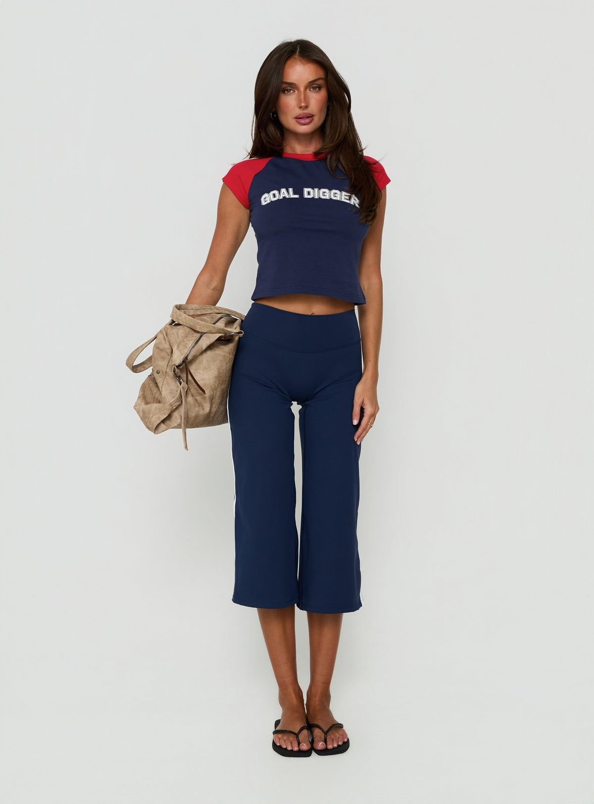 Goal Digger Graphic Baby Tee Red / Navy