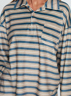 Mystris Collared Jumper Khaki Stripe