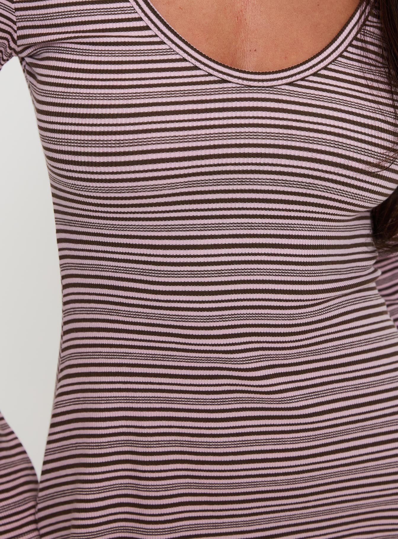 product Princess Polly Best Interest Long Sleeve Mini Dress Pink / Brown Scoop Neck 