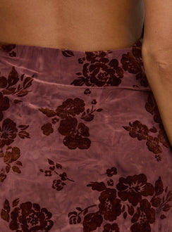 Emmalee Low Back Mini Dress Burgundy Burnout