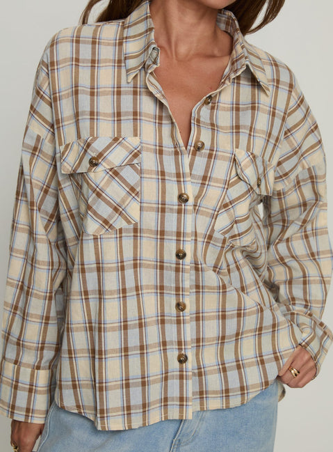 Sweet Summer Flannel Top Blue Check