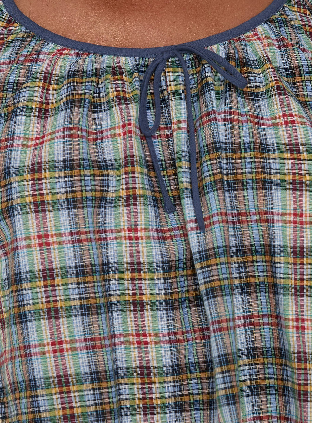 Luisetta Babydoll Top Blue Plaid