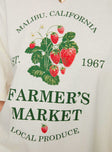 Front view of model wearing  front Princess Polly Half Sleeves Crew Neck  Local Produce Tee White