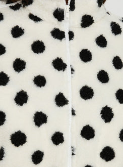 Sammee Polar Fleece Contrast Zip Through Jacket White Polka
