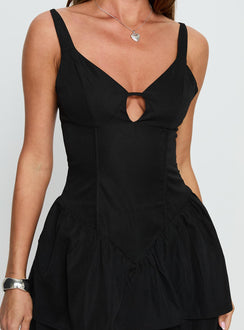 Valena Keyhole Mini Dress Black