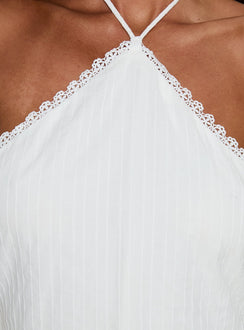 Harie Arrow Neck Halter Mini Dress White