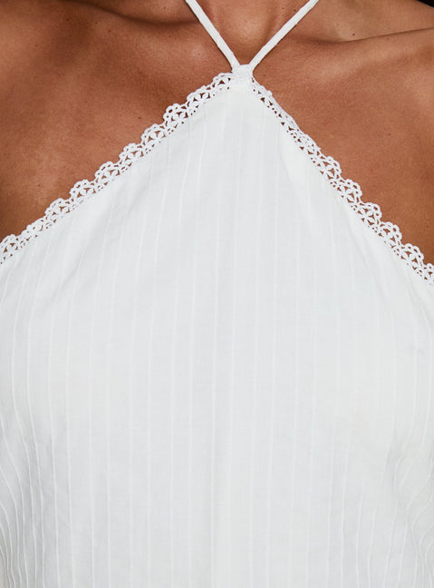 Harie Arrow Neck Halter Mini Dress White