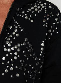 All Day Studded Oversized Hoodie Black