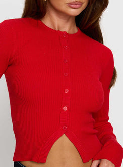 Suzu Long Sleeve Knit Top Red