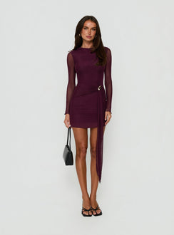 Dreww Long Sleeve Mini Dress Berry