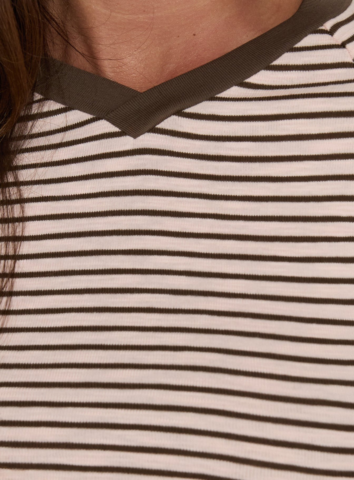 Aeriella Long Sleeve Raglan V Neck Top Multi Stripe