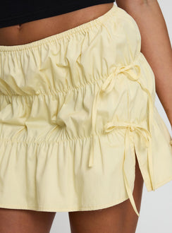 product Princess Polly Kiwie Ruched Mini Skirt Butter Yellow Mini Skirts 