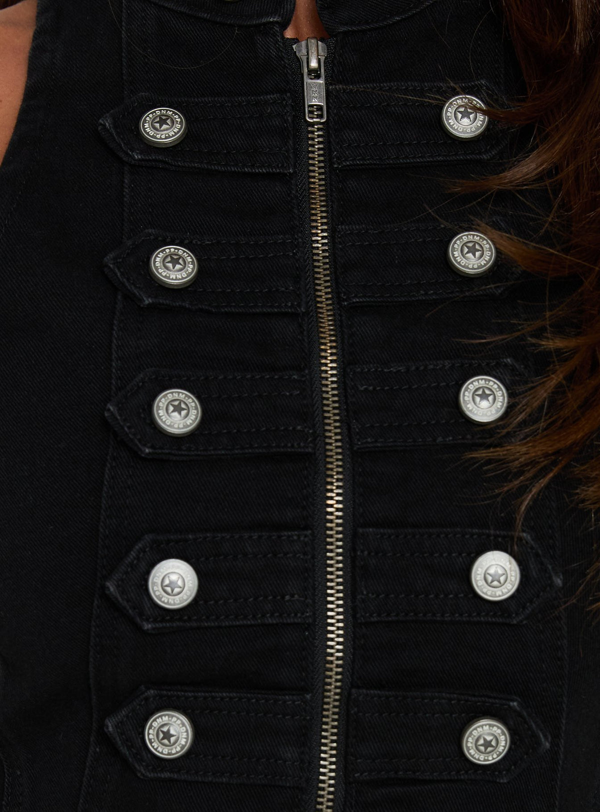 Ashtonn Sleeveless Military Top Black