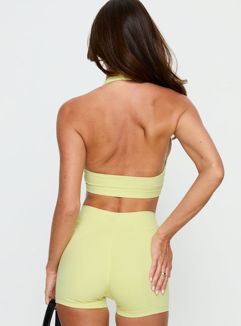 Lock In Active Halter Crop Top Lemongrass